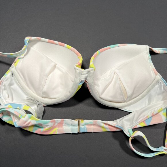 Victoria Secret 38C L Twist Front Push Up Bikini Top Set Blue Pink Pastel - Picture 6 of 9